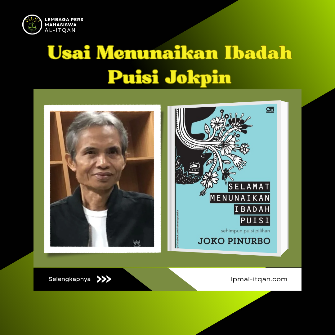 Editan foto joko pinurbo sumber dari Instagram @sastragpu dengan sampul buku pdf karya Jokpin